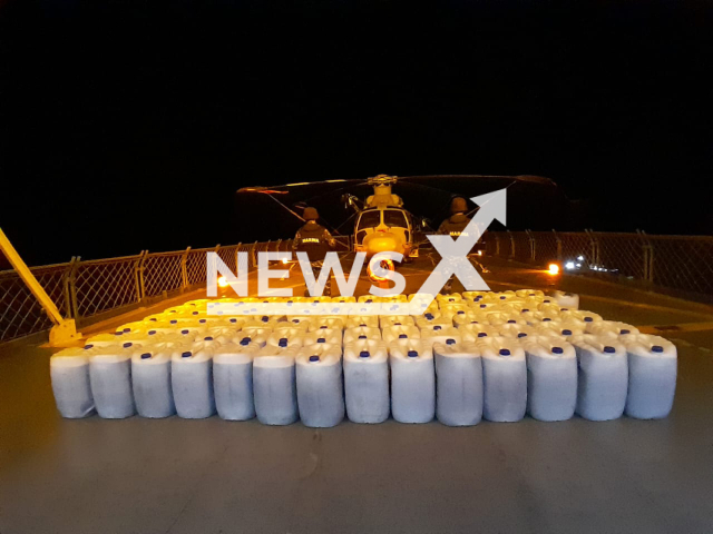 Picture shows the drugs that were seized, undated. Police seized boats with 4 tonnes of cocaine, near the Pacific Ocean coast of Mexico, on Monday, Aug. 28, 2023. Note: Licenced photo (La Secretaria de Marina/Newsflash)