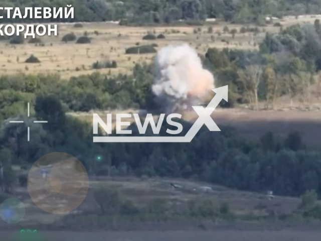 Ukrainian border guards destroy a Russian observation post using mortar fire in the Kharkiv region in Ukraine in undated footage. The footage was released by the State Border Guard Service of Ukraine on Thursday, Aug. 31, 2023.
Note: Photo is screen from a video. (@DPSUkr/Newsflash)