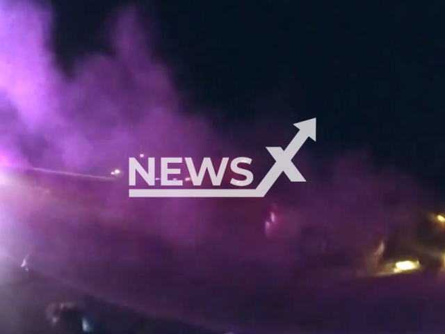 Video is showing Imperial County sheriff’s deputy’s body cam from the scene of a two-car collision and a subsequent vehicle fire in which a family was trapped near Salton City, California United States on 13 August 2023. Note: This picture is a screenshot from the video. (Imperial County Sheriff's Office/Clipzilla)