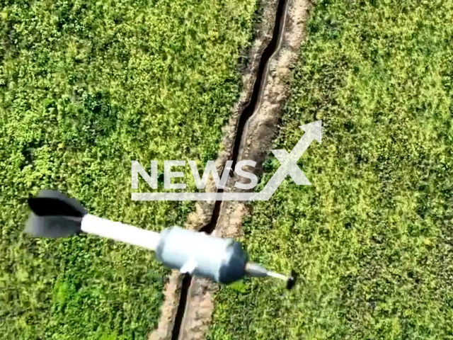 Ukrainian drones drop bombs on the Russian soldiers in the trenches in Ukraine in undated footage. The footage was released by the 32nd Separate Mechanized Brigade on Friday, Sep. 01, 2023.
Note: Photo is screen from a video. (@32OMB/Newsflash)