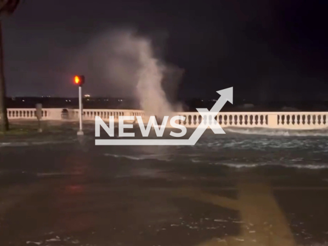 The damages caused by Hurricane Idalia, on Bayshore Boulevard a waterfront road on Hillsborough Bay in South Tampa, Florida, United States on 30 August 2023. Note: This picture is a screenshot from the video. (Tampa Police Department/Clipzilla)