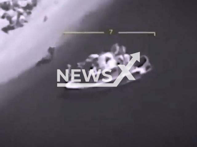 Ukrainian navy destroys a Russian boat trying to disembark soldiers in the northwestern part of the Black Sea in Ukraine in undated footage. The footage was released by the Navy of the Armed Forces on Sunday, Sep. 03, 2023.
Note: Photo is screen from a video. (@ukrainian_navy/Newsflash)