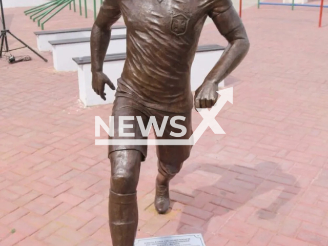 Photo shows the statue of Daniel Alves was inaugurated in Juazeiro, Brazil, undated. His statue was reportedly vandalised. Note: Picture is private (Newsflash)