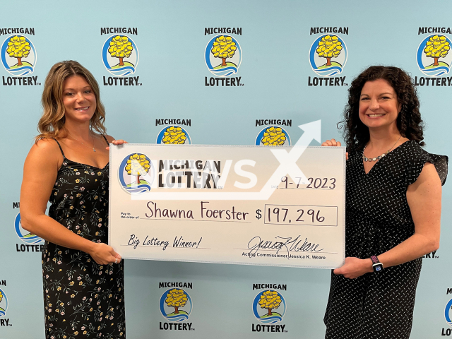 Shawna Foerster, 40, from the city of St. Johns, Michigan State, USA, poses in undated photo. She won USD 197,296 (GBP 157,907) on the lottery in September 2023. Note: Licensed content. (Michigan Lottery/Newsflash)