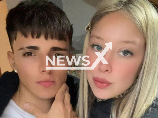 Nacha Caniglia, 21, poses with her boyfriend, Tomas, undated. She has been dating him the son  her father's partner, for three years. Note: Private photo (Newsflash)