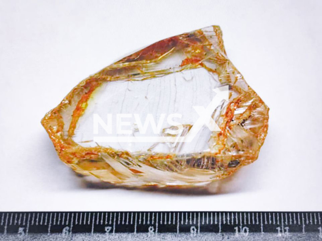 Photo shows a 390.7-carat diamond of jewelry quality, undated. It is reportedly the largest to be recovered in Russia in a decade. Note: Photo is private (ALROSA/Newsflash)