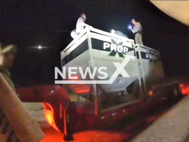 Nine illegal immigrants concealed in a sand-filled trailer were intercepted at a Dimmit County traffic stop in Texas on the 7th of September 2023. Note: This picture is a screenshot from the video. (@TxDeptPublicSafety)