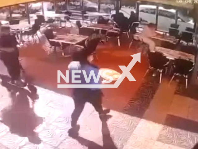 A woman and a child riding an electric scooter ran over a waitress in the municipality of Santa Lucía de Vecindario, in Gran Canaria, Canary Islands on 6th April 2022. Note: Picture is a screenshot from a video (Newsflash)