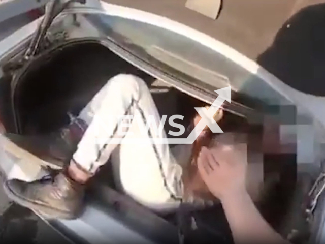 Photo shows Serbian police releasing the German netizen from a trunk, after he was being kidnapped in August 2023. Father and son were arrested. Note: Photo is a screenshot from a video. (mup.gov.rs/Newsflash)