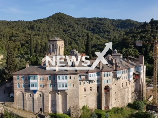 Photo shows illustrative image of the Serbian Hilandar Monastery in Mount Athos in northern Greece. Two monks got into a fight on Sunday, September 17, 2023.
Note: Photo is a screenshot from a video(Newsflash).