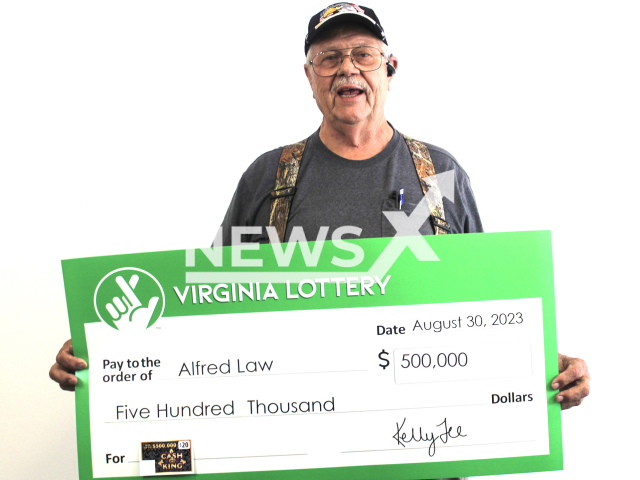 Alfred 'Leon' Law from the city of Danville, Virginia State, USA, poses in undated photo. He collected a USD 500,000 (GBP 408,040) lottery prize on Aug. 30, 2023. Note: Licensed content. (Virginia Lottery/Newsflash)