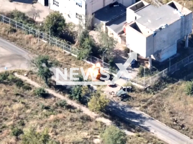 Ukrainian aerial scouts destroy Russian military positions and vehicles near Soledar in Ukraine in undated footage. The footage was released by the 30th separate mechanized brigade on Saturday, Sep. 30, 2023.
Note: Picture is screenshot from a video. (@30brigade/Newsflash)