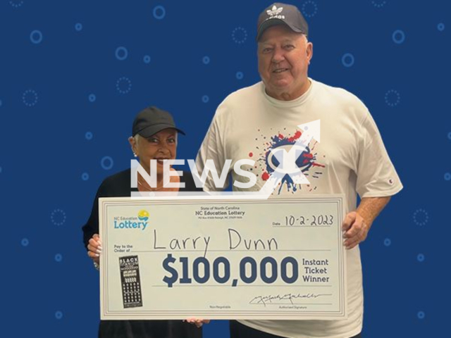 Larry Dunn from the city of Kings Mountain, North Carolina State, USA, poses in undated photo. He won USD 100,000 (GBP 82,931) on the lottery on Friday, Sep. 27, 2023. Note: Licensed content. (North Carolina Education Lottery/Newsflash)