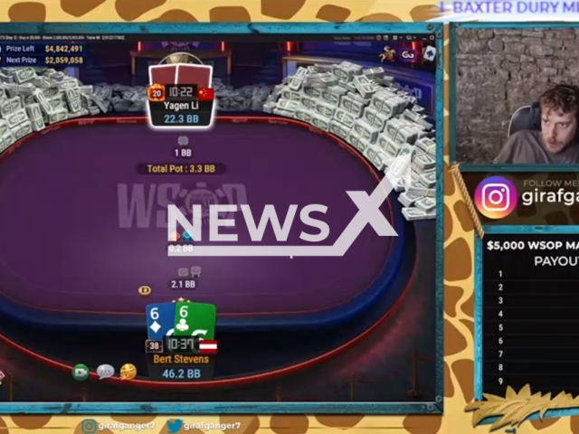 Images shows Belgian poker planer Bert Stevens, undated photo. He won USD 2.7 million (GBP 2.2 million) on the largest World Series of Poker online main event on Tuesday, Oct. 3, 2023. Note: Photo is a screenshot from a video. (Newsflash)