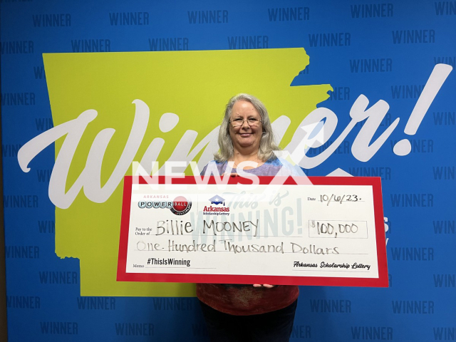 Photo shows Billie Mooney of Waldo, undated. The woman claimed a $100,000 Powerball prize at the Arkansas Scholarship Lottery.
Note: Licensed photo(Arkansas Scholarship Lottery/Newsflash)