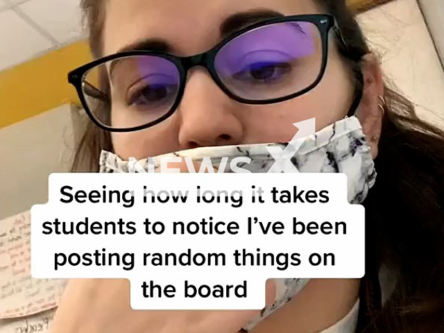 Middle school teacher tests students with strange white board directions. Note: This picture is a screenshot from the video (@miss.guevarez/Newsflash).