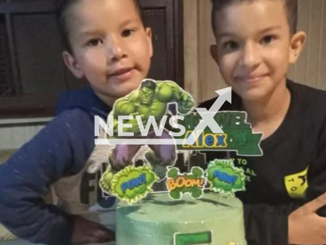 Carlos Alex Silva Duarte and Jose Ayslan Silva Duarte,  5 and 8, pose in undated photo. They were found dead in a pit filled with water in Sao Joaquim, Brazil on Sunday, Oct 15, 2023. Note: Private photo. (Newsflash)