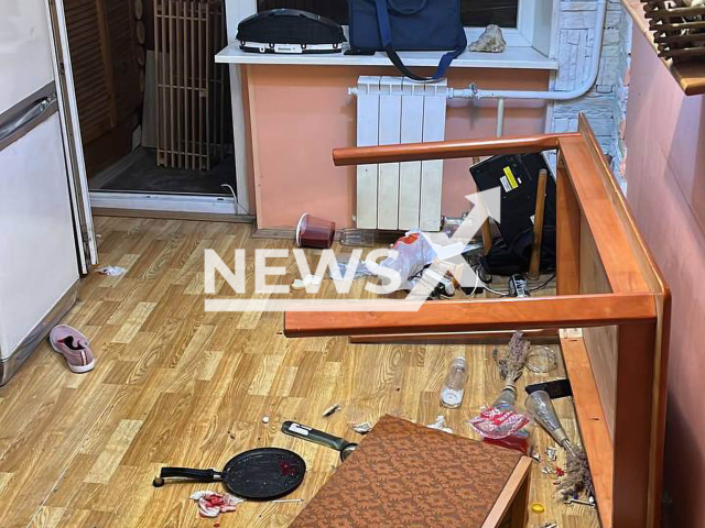 Photo shows an alleged crime scene in an apartment in Moscow, Russia, undated. A British man was allegedly stabbed by a Russian businessman during a quarrel. Note: Licensed photo (@skmoscowgsu/Newsflash)