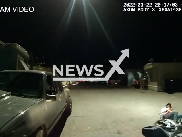 The police officer shot the suspect Alberto Noriega in Mesa, Arizona, USA. Note: This picture is a screenshot from the video (The Mesa Police Department/Newsflash).