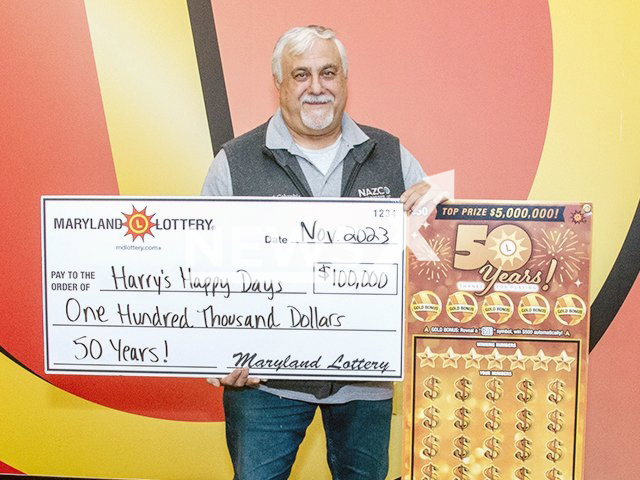 Picture shows the Montgomery County anonymous player, who selected the nickname “Harry’s Happy Days”, undated. He had a  $100,000 scratch-off win. Note: Lottery photo. (Maryland Lottery/Newsflash)