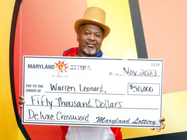 Photo shows Warren Leonard, undated. The Washington man won $50,000 top prize on the Deluxe Crossword scratch-off game.
Note: Licensed photo(Maryland Lottery/Newsflash).