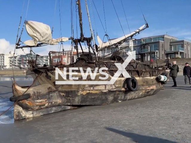 Photo shows the mysterious old ship, undated. It washed up in Norderney, on Monday, November 06, 2023.
Note: Photo is a screenshot from a video(Newsflash).