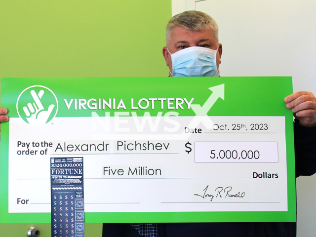 Photo shows Alexandr Pichshev, undated. The Fairfax man scratched  $5 million prize.
Note: Licensed photo(Virginia Lottery/Newsflash).