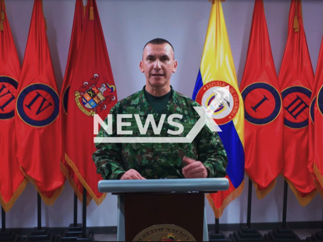 Photo shows General Luis Mauricio Ospina Gutierrez, undated. The commander of the Colombian Army ordered his wife's English teacher to be followed out of jealousy. Note: Photo is a screenshot from a video(Newsflash).