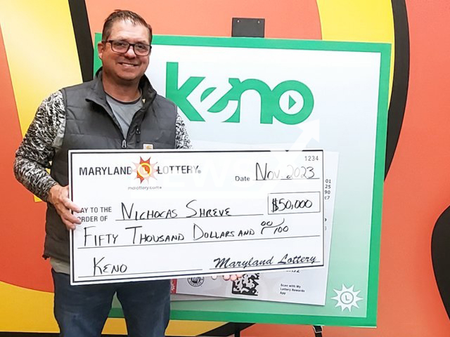 Nicholas Shreve poses in undated photo. He used his  special numbers and Super Bonus feature to win $50,000 playing Keno in Forest Hill, Maryland. Note: Lottery photo. (Maryland Lottery/Newsflash)