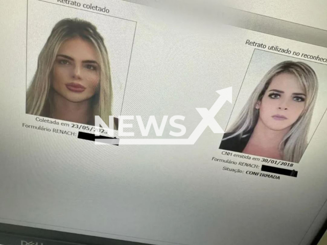 Picture shows photos of Denise Rocha, 39, from her drivers licenses, before (right) and after (left) her surgeries, undated. She spent BRL600,000 (GBP 98,940) on plastic surgery and had trouble renewing her drivers license.  
Note: Private photo. (Newsflash)