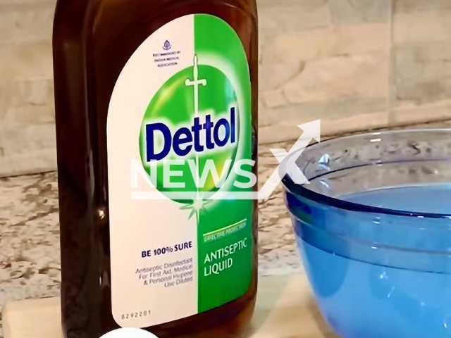 Picture shows a Dettol antiseptic, undated.  A maid, 18,  gave two children, 10 ad  11, and their father, aged 32, Ribena with Dettol antiseptic,  and was sentenced on Thursday, Nov. 9 to four months in jail for her offence, in Singapore.
Note: Photo is a screenshot from video. (Newsflash)