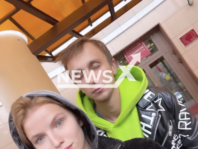 Photo shows Yevgeny Gritskov and his girlfriend to whom he proposed at a metro station in Moscow, Russia, undated. He was allegedly detained following the incident. Note: Picture is private with obtained permission (@zhenka_gritskov/Newsflash)