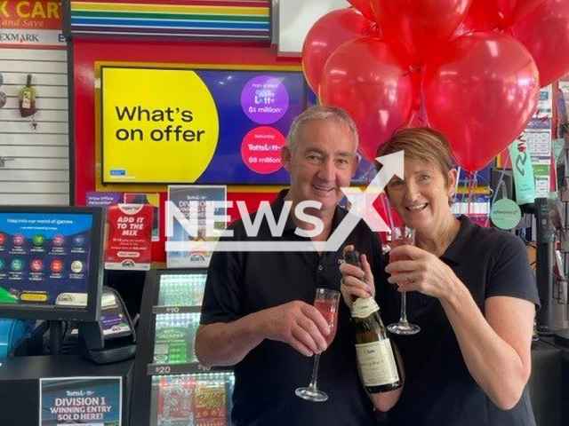 Photo shows a couple from Tatura, in the Goulburn Valley region of Victoria, Australia, undated. They won USD 657,000 in the TattsLotto draw. Note: Licensed photo (TattsLotto/Newsflash)