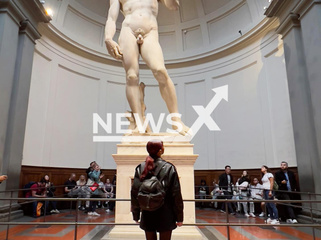 Photo shows Malaysian Singer Elizabeth Tan in front of The Statue of David in Italy, undated. People asked Tan to cover the genitals of The Statue of David after she posted a photograph of it. Note: Picture is private (@elizabethtan/Newsflash)