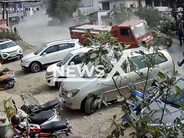 A truck loses control and rams several vehicles in Pune, India, on Saturday, Nov. 18, 2023. Several people were injured following the incident. Note: Picture is screenshot from a video. (Newsflash)