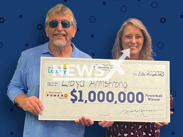 Photo shows Lloyd Armstrong, undated. The man from Columbia won $1 million Powerball prize on Monday, November 20, 2023.
Note: Licensed photo(NC Education Lottery/Newsflash).