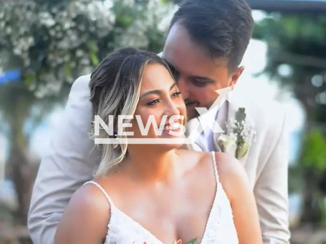 Ariadne Barros poses with husband in undated photo. She married her sister's brother in Brazil. Note: Image is a screenshot from video. (@ariadnembarros/Newsflash)