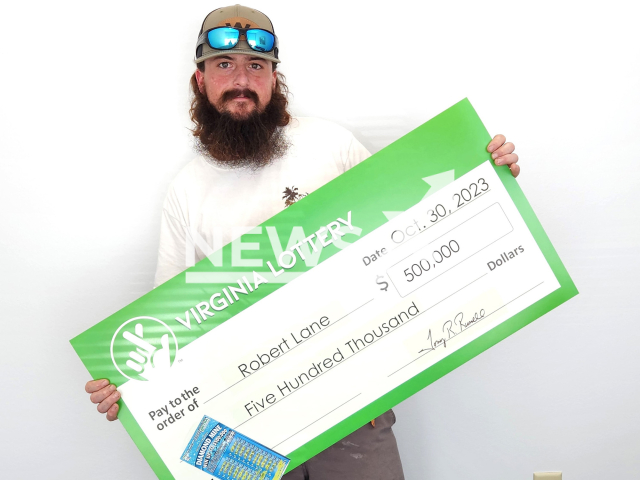 Robert Lane poses in undated photo. He won $500,000 in Chesapeake, Virginia. Note: Lottery photo. (Virginia Lottery/Newsflash)