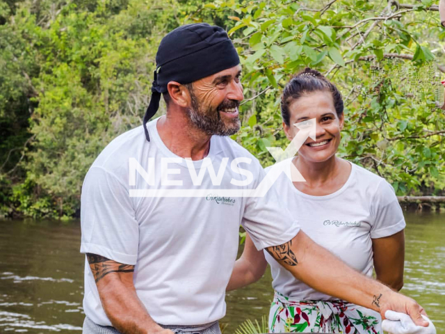 Spanish chef David Pegrina Capo, 53, and his wife, Brazilian Erica da Silva Santos, 38, pose in undated photo. They  were found dead at their restaurant in Porto Seguro, Brazil. 
Note: Private photo. (@chefdavid.ribeirinhos/Newsflash)