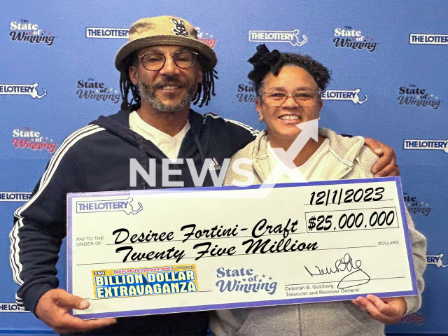 Photo shows Desiree Fortini-Craft, undated. The Hyde Park resident won $25 million instant prize on ticket sold in West Roxbury.
Note: Licensed photo(Massachusetts Lottery/Newsflash).