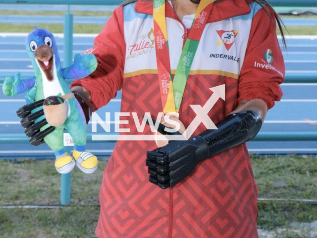 Photo shows Karol Bastidas, a handball athlete from Yumbo, Colombia, undated. She lost her arms in an electric shock. Note: Picture is private (@karolbastidas_/Newsflash)