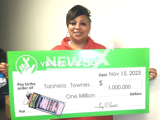 Photo shows Tarsheia Townes, undated. The Richmond woman won $1 million top prize in Virginia Millions games.
Note: Licensed photo(Virginia Lottery/Newsflash).