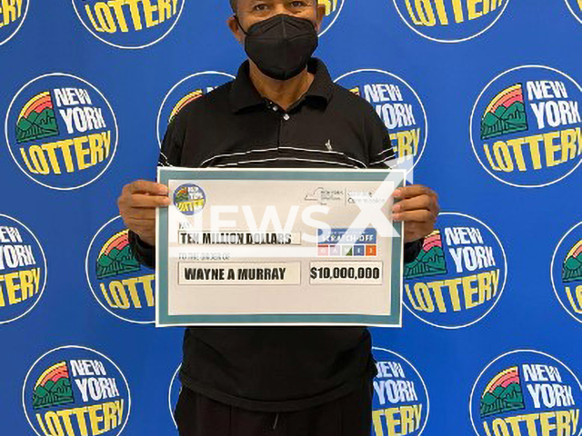 Picture shows the winner Wayne Murray of Brooklyn, New York, undated. He has claimed a $10,000,000 top prize on the New York Lottery’s 200X scratch-off game. Note: Lottery photo. (NY Lottery/Newsflash)