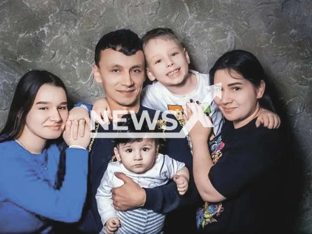 Photo shows Khabib Patokhonov from Tajikistan, Valya Isanova from Russia, and their children, undated. They had their first child when Valya was 11 years old. Note: Picture is private (Newsflash)