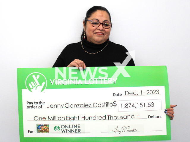 Photo shows Jenny Gonzales Castillo, undated. She won USD 1,874,151 playing a Virginia Lottery game online at her home in Newport News, Virginia, USA. Note: Licensed photo (Virginia Lottery/Newsflash)