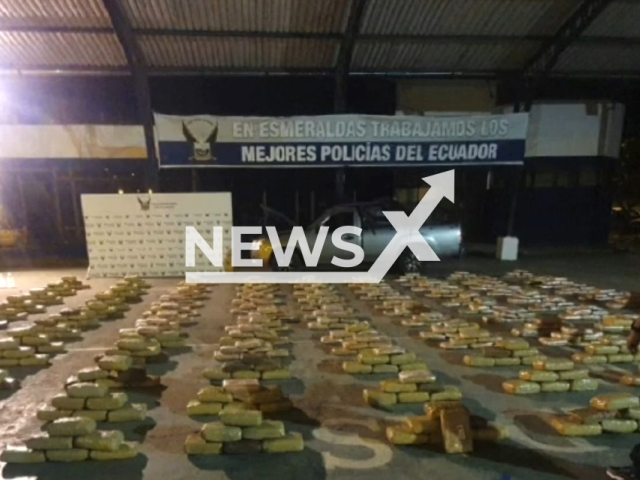 National Police teams seized more than half a tonne of marijuana hidden in blocks, hidden in jute bags in Esmeraldas city in northwestern Ecuador on Dec. 10, 2023. Note: Picture is a screenshot from the video.(Policia Nacional del Ecuador/Clipzilla)