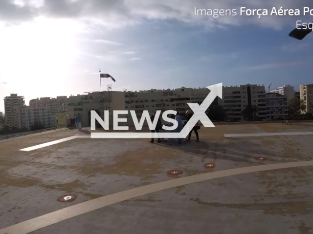 Image shows the 53-year-old man being rescued, undated photo. The operation took place on the coast of Portimao, Faro district, Algarve region, Portugal, on Saturday, Dec. 9, 2023. Note: Photo is a screenshot from a video. (Portuguese Air Force/Clipzilla)