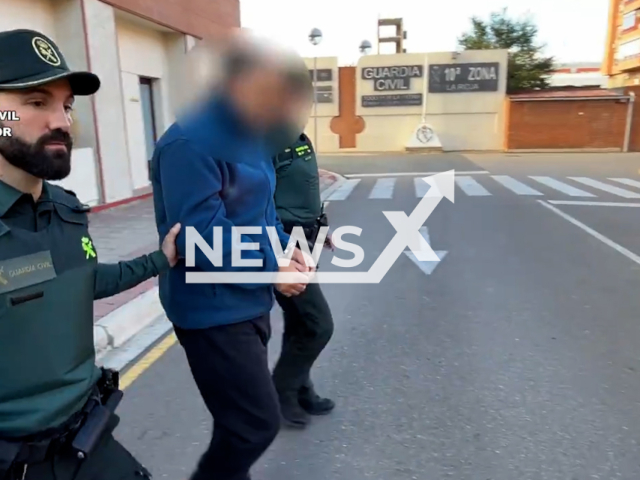 Police arrests a man for sexually assaulting and detaining a pilgrim on the Camino de Santiago, Najera, Spain, undated. 
Note: Picture is screenshot from a video. (Clipzilla)