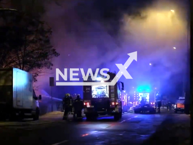 Emergency crews respond to fires as a result of enemy shelling, in Kiev, Ukraine. Note: Picture is a screenshot from the video. (@MVS_UAClipzilla)