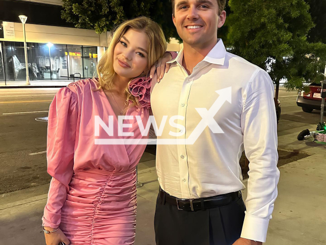 Photo shows Anna Linnikova, with her partner, Jackson Hinkle, undated. Anna, a Russian model and beauty pageant titleholder, allegedly moved to the USA and got engaged to Hinkle, an American journalist. Note: Picture is private (@jacksonhinklle/Newsflash)